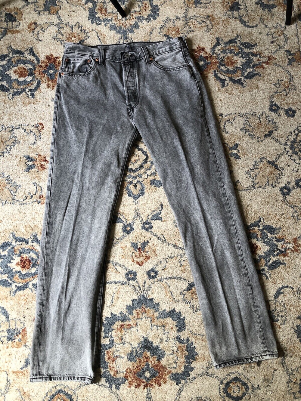 Levis 501 Button Fly Jeans Gray Denim Pants Size 33x34 Straight